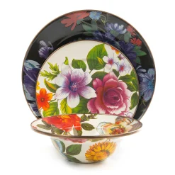 Dinnerware & Flatware|MacKenzie-Childs White Flower Market Breakfast Bowl