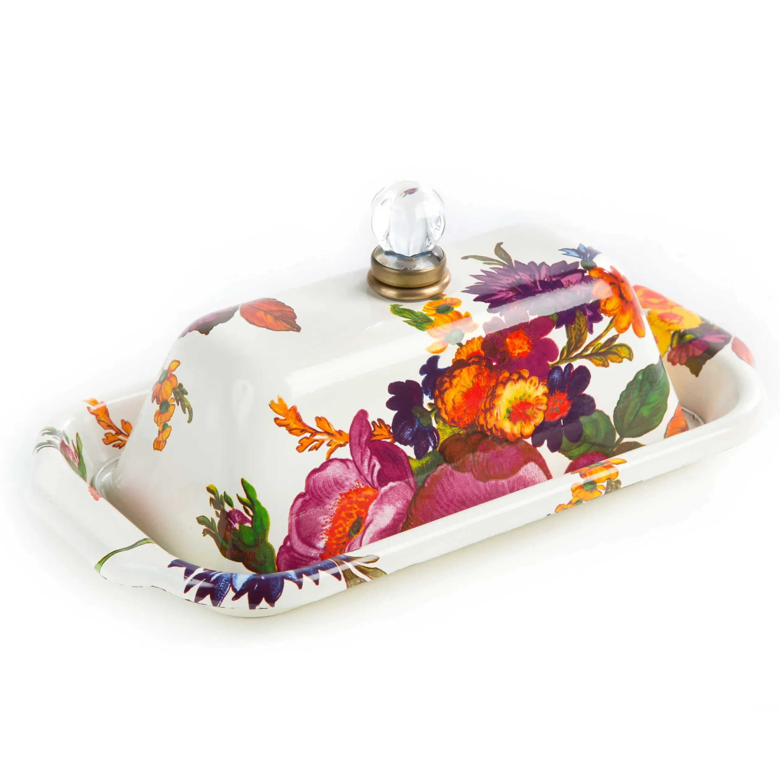 Serveware|MacKenzie-Childs White Flower Market Butter Box