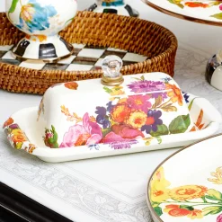 Serveware|MacKenzie-Childs White Flower Market Butter Box