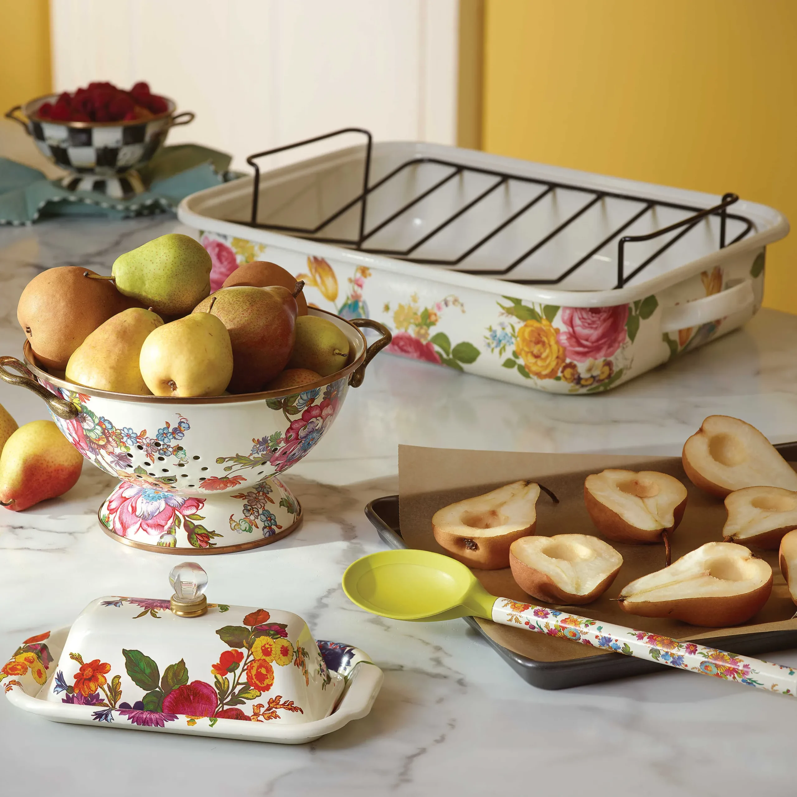 Serveware|MacKenzie-Childs White Flower Market Butter Box