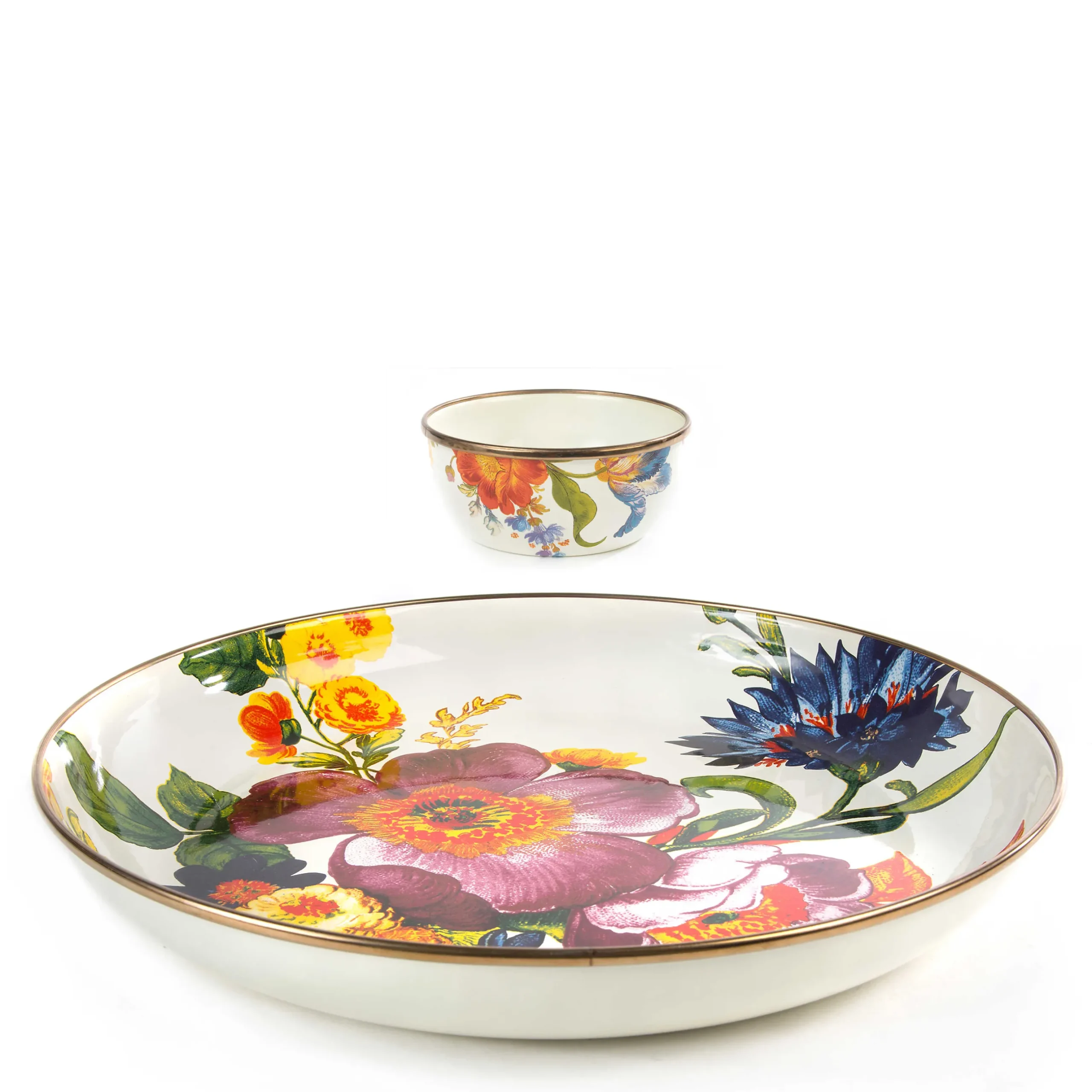 Kitchen & Dining Sets|Serveware|MacKenzie-Childs White Flower Market Chip Dip Set