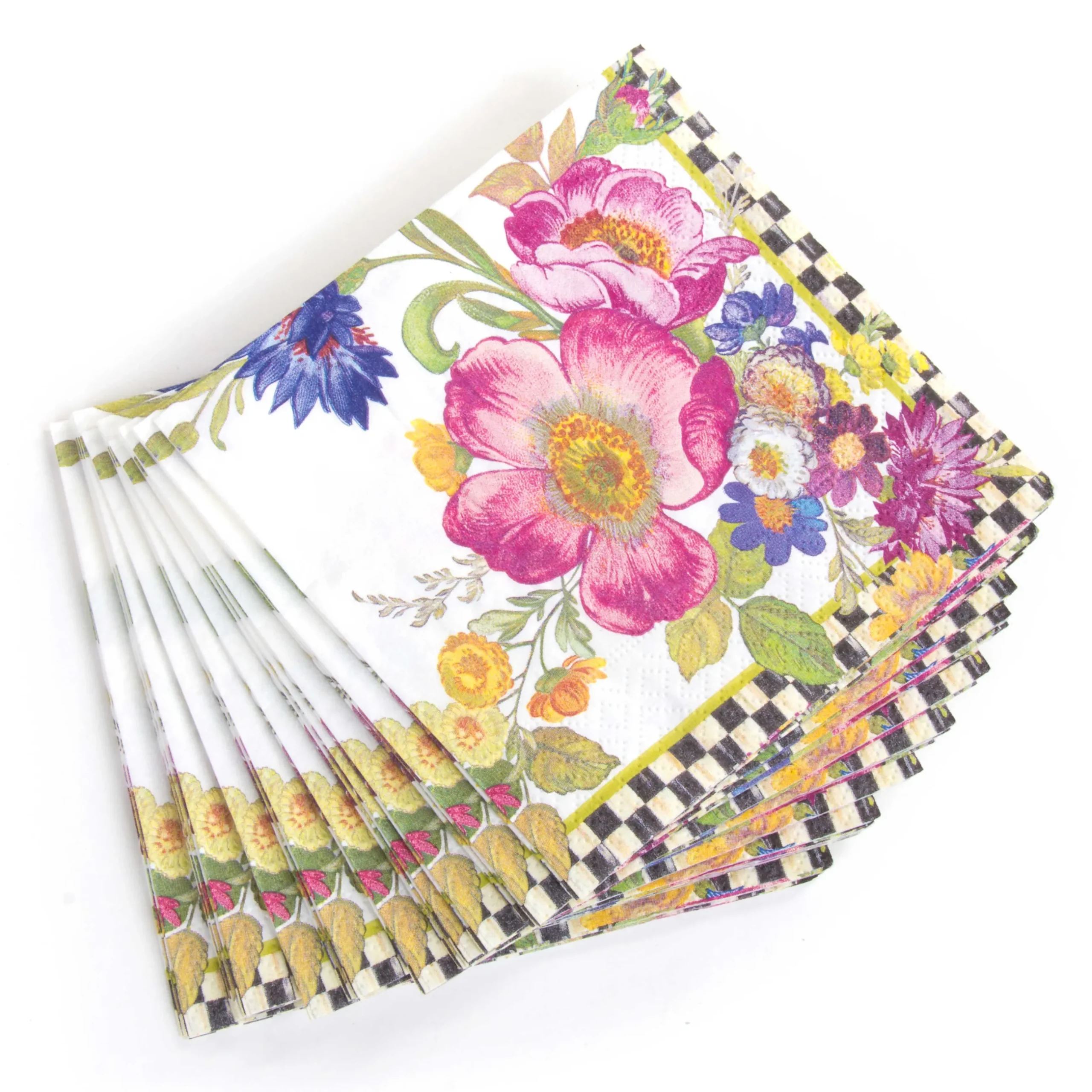 Bar Entertaining|MacKenzie-Childs White Flower Market Cocktail Paper Napkins