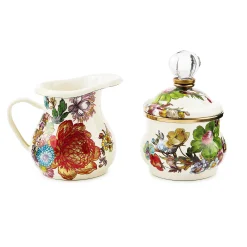 Kitchen & Dining Sets|The Coffee Shop|MacKenzie-Childs White Flower Market Creamer Sugar Bowl Set