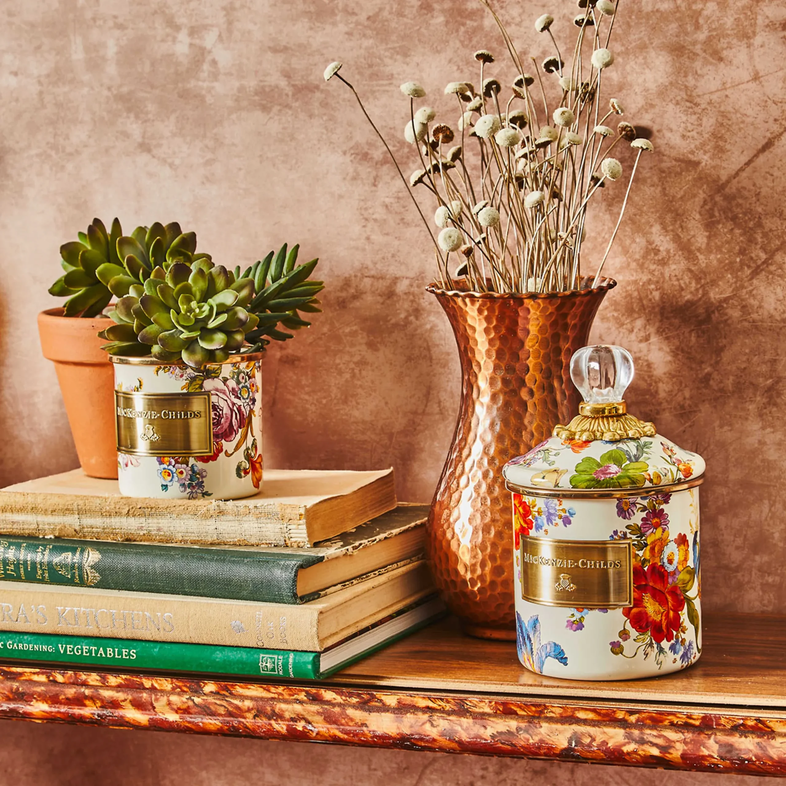 Room Accents|Kitchen Storage & Organization|MacKenzie-Childs White Flower Market Demi Canister