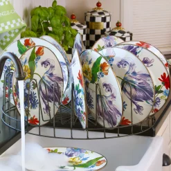 Dinnerware & Flatware|MacKenzie-Childs White Flower Market Dinner Plate