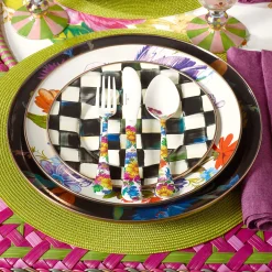 Dinnerware & Flatware|MacKenzie-Childs White Flower Market Dinner Plate