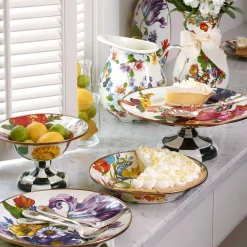 Dinnerware & Flatware|MacKenzie-Childs White Flower Market Dinner Plate
