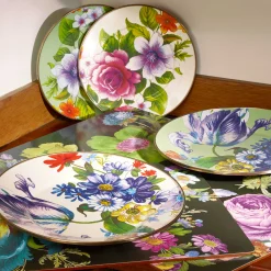 Dinnerware & Flatware|MacKenzie-Childs White Flower Market Dinner Plate
