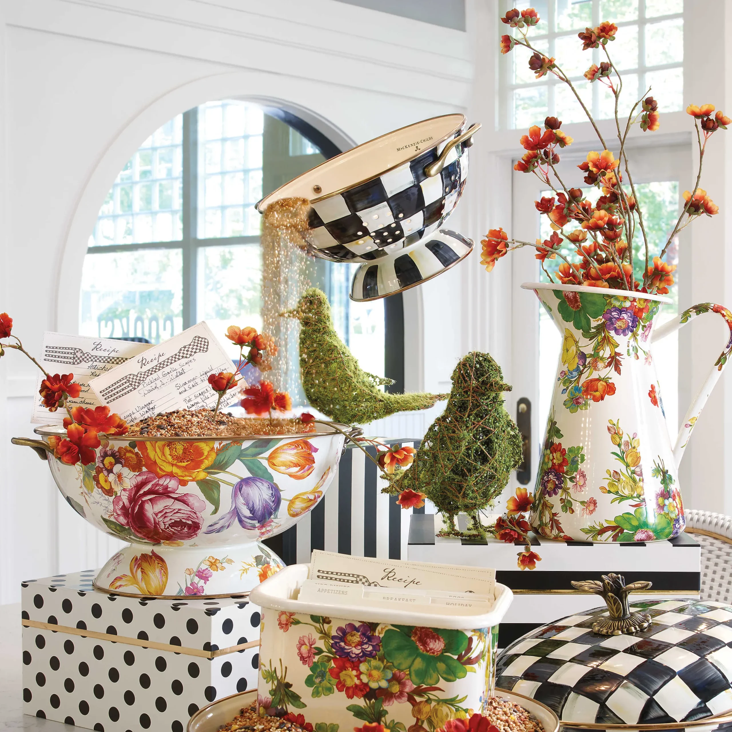 Bar Entertaining|Serveware|MacKenzie-Childs White Flower Market Everything Bowl