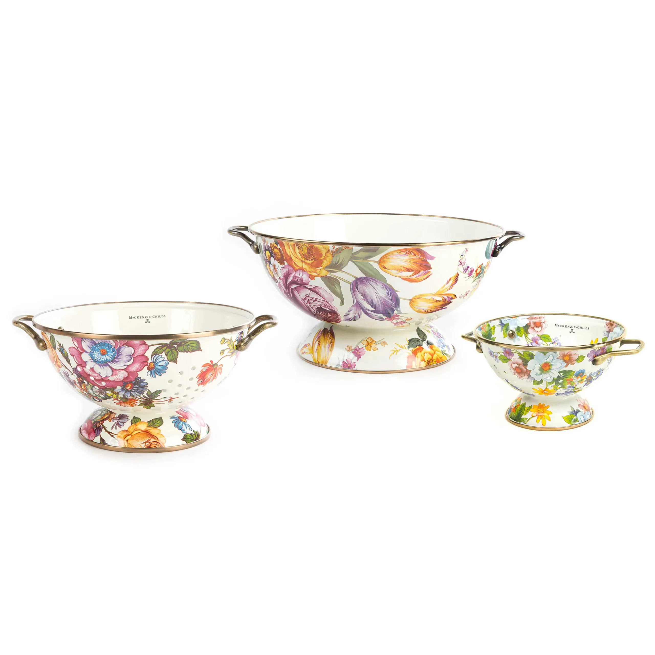 Kitchen & Dining Sets|Kitchen Utensils & Tools|MacKenzie-Childs White Flower Market Everything Bowl Colanders Set