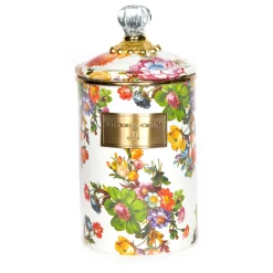 Room Accents|Kitchen Storage & Organization|MacKenzie-Childs White Flower Market Large Canister