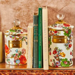 Room Accents|Kitchen Storage & Organization|MacKenzie-Childs White Flower Market Large Canister