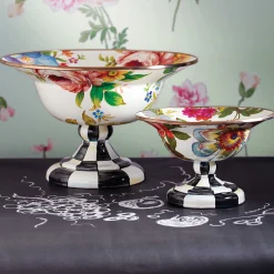 Serveware|MacKenzie-Childs White Flower Market Large Compote