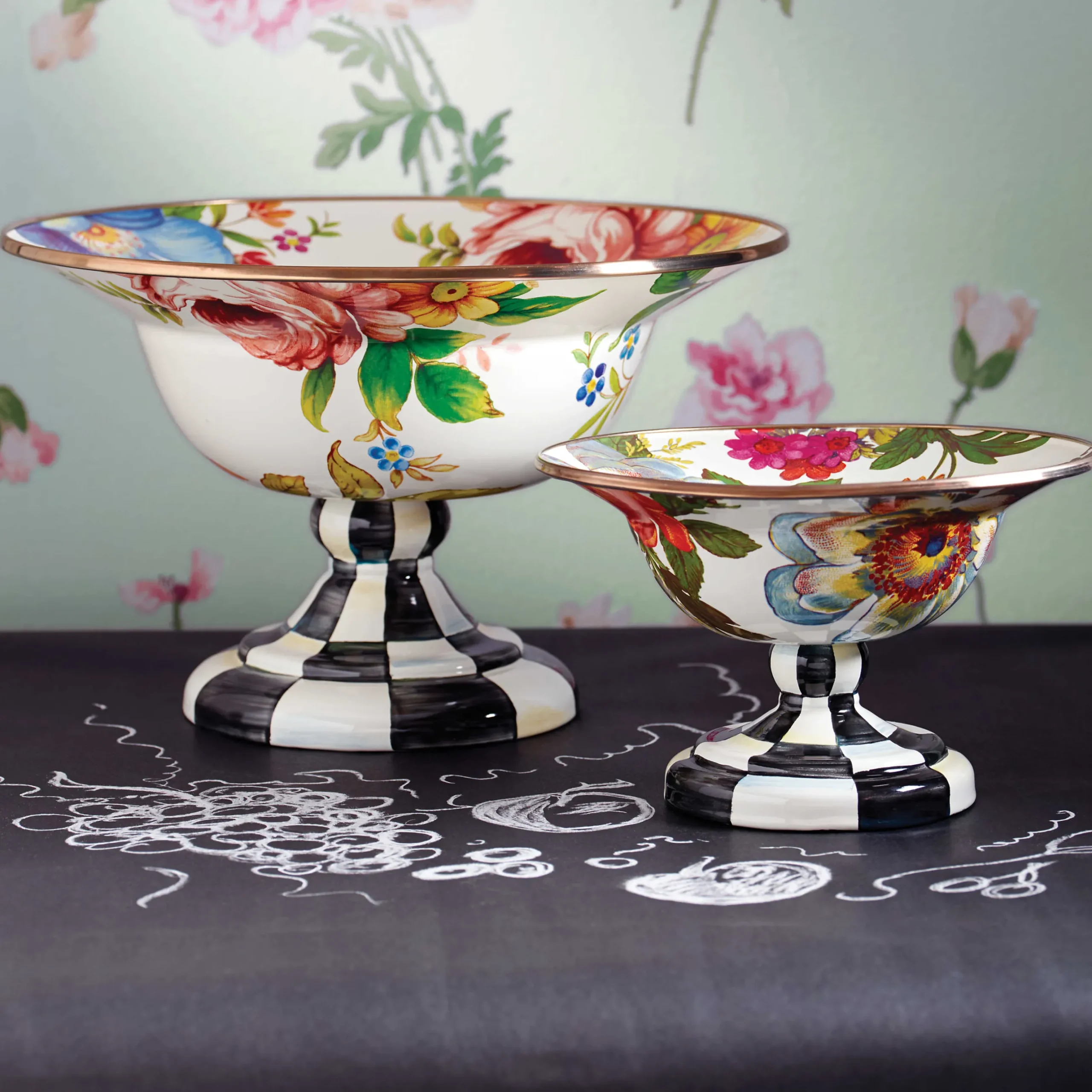 Serveware|MacKenzie-Childs White Flower Market Large Compote
