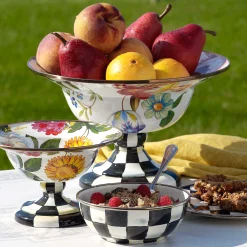 Serveware|MacKenzie-Childs White Flower Market Large Compote