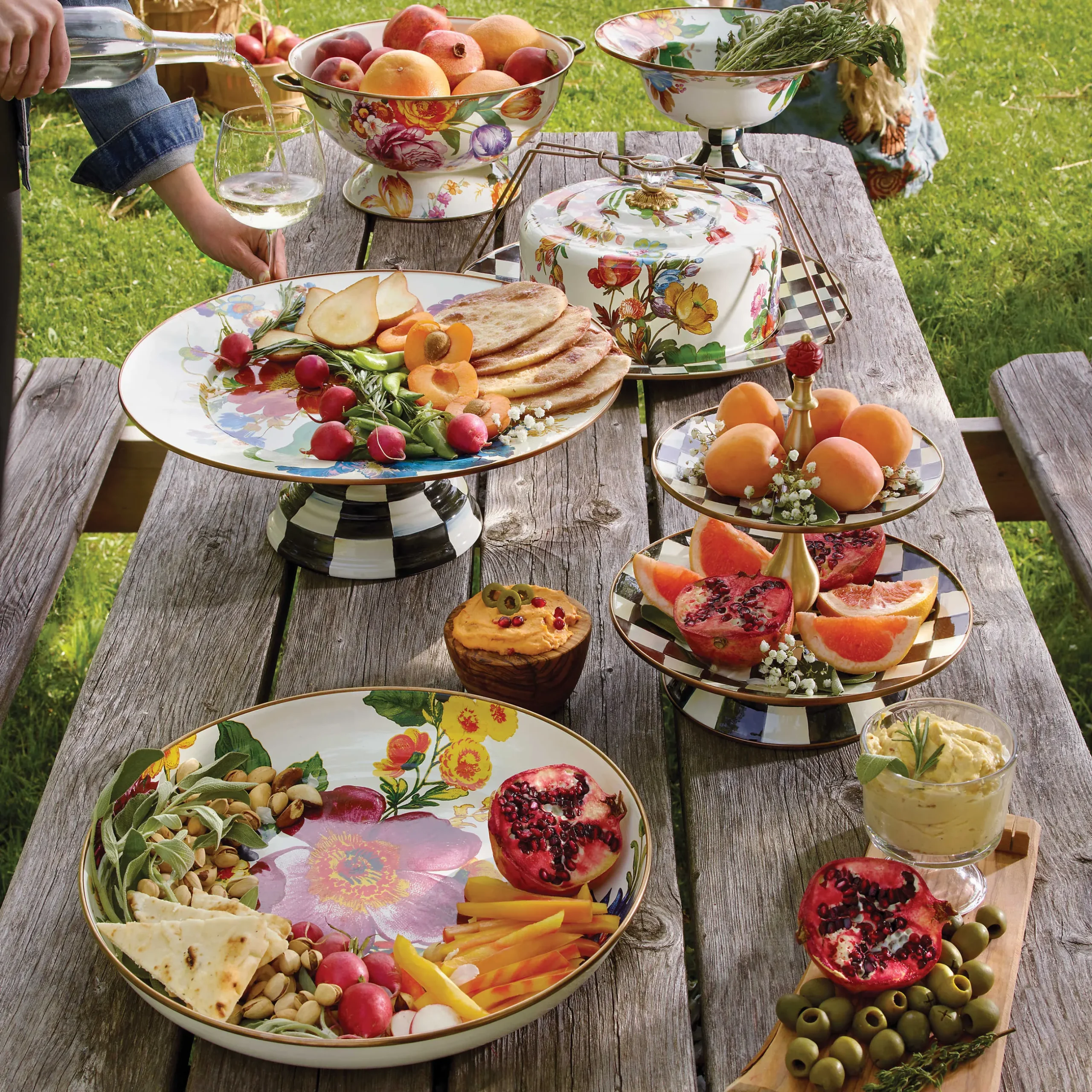 Serveware|MacKenzie-Childs White Flower Market Large Compote