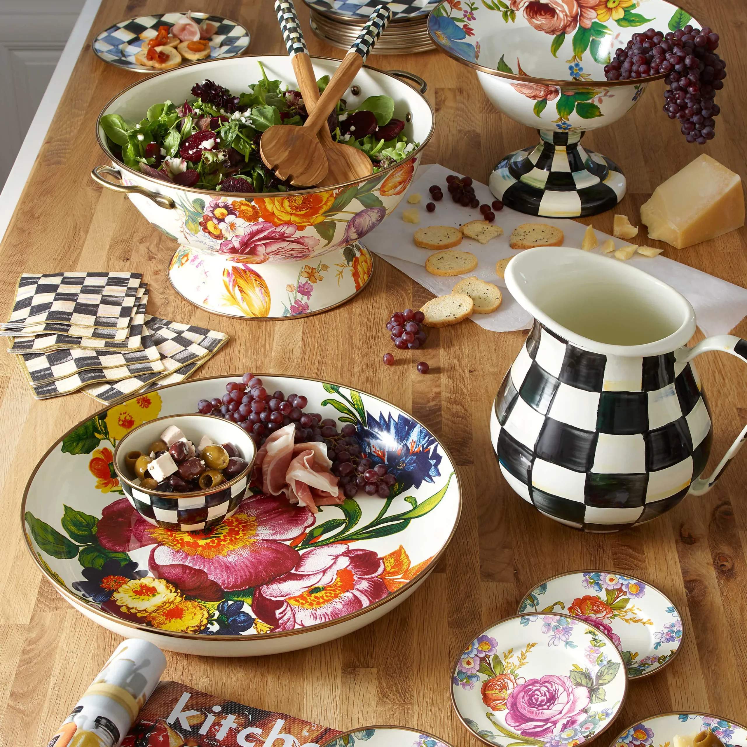 Serveware|MacKenzie-Childs White Flower Market Large Compote