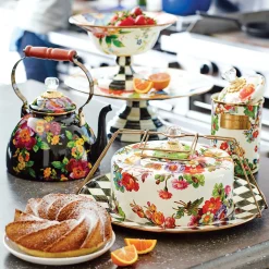 Serveware|MacKenzie-Childs White Flower Market Large Compote