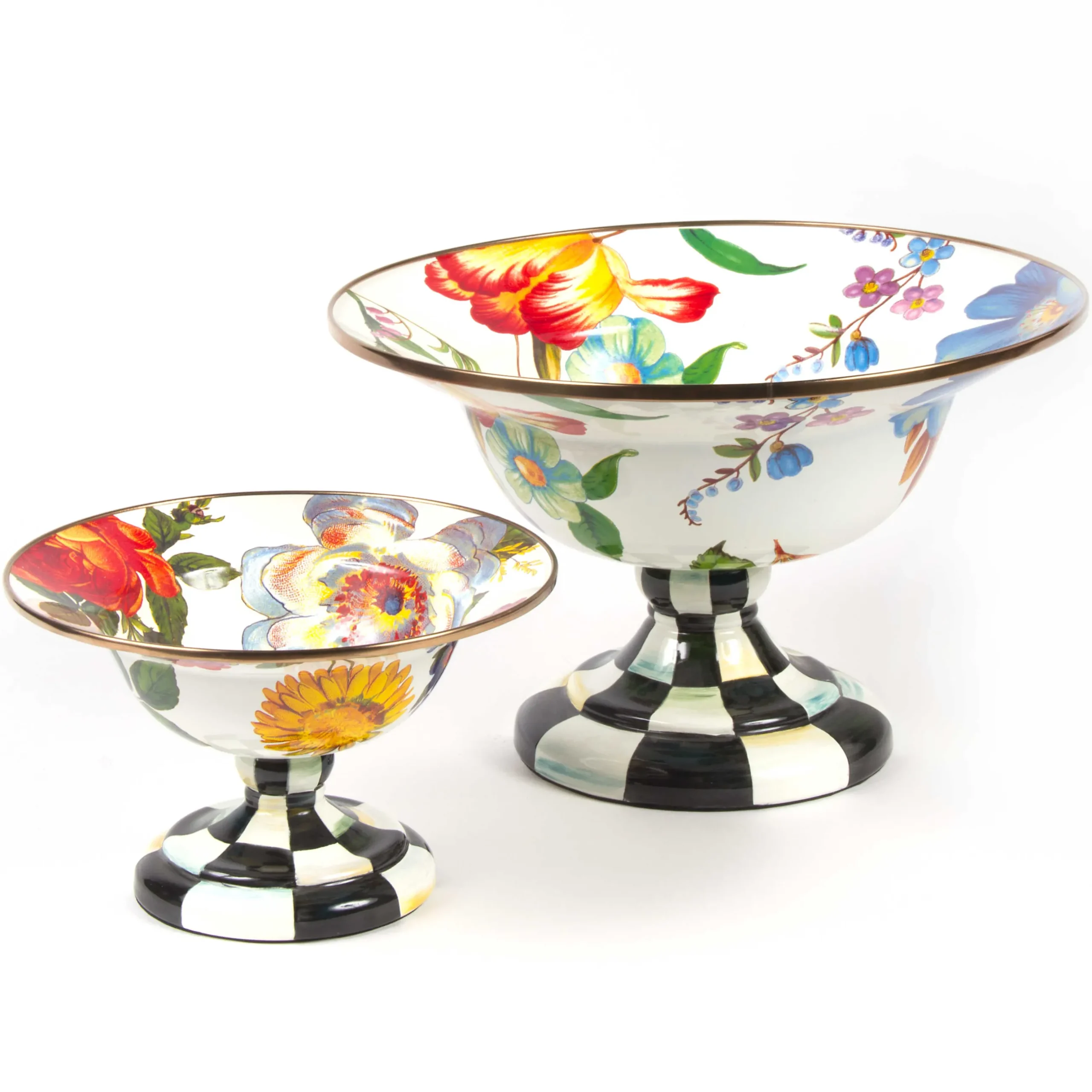 Serveware|MacKenzie-Childs White Flower Market Large Compote