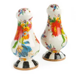 Table Accessories|Serveware|MacKenzie-Childs White Flower Market Large Salt  Pepper Shakers