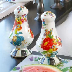 Table Accessories|Serveware|MacKenzie-Childs White Flower Market Large Salt  Pepper Shakers