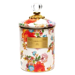 Room Accents|Kitchen Storage & Organization|MacKenzie-Childs White Flower Market Medium Canister