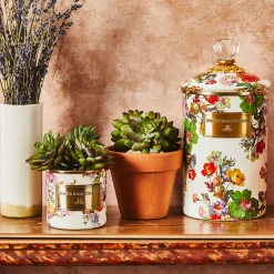 Room Accents|Kitchen Storage & Organization|MacKenzie-Childs White Flower Market Mini Canister