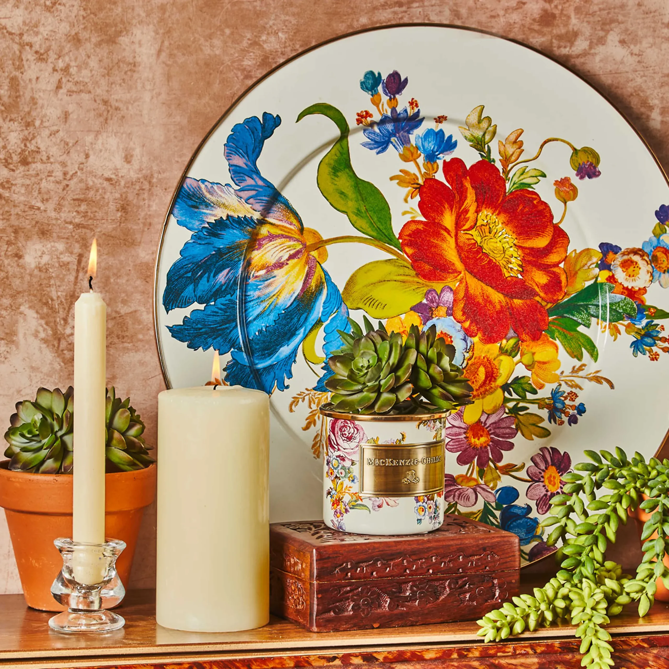 Room Accents|Kitchen Storage & Organization|MacKenzie-Childs White Flower Market Mini Canister
