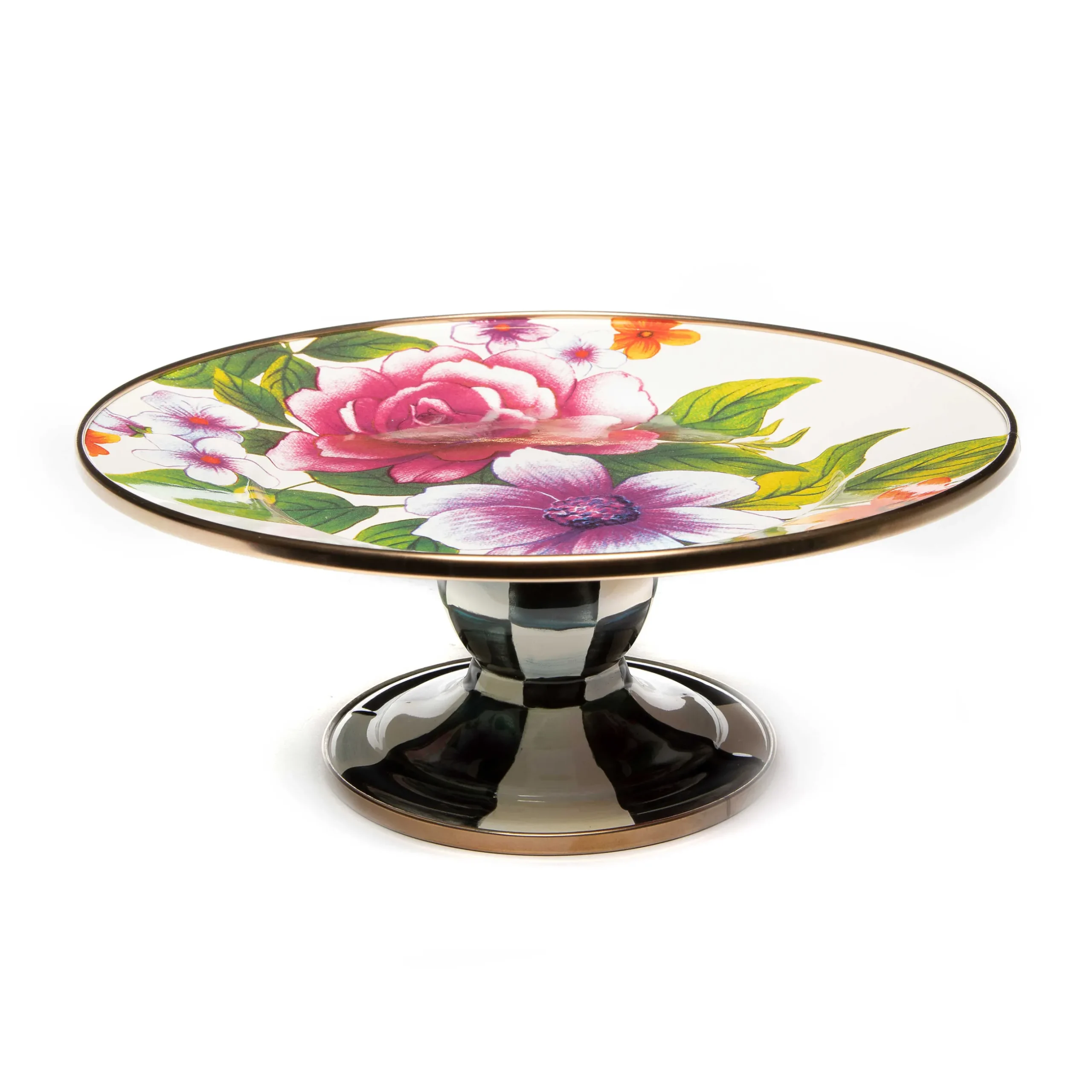 Serveware|MacKenzie-Childs White Flower Market Mini Pedestal Platter