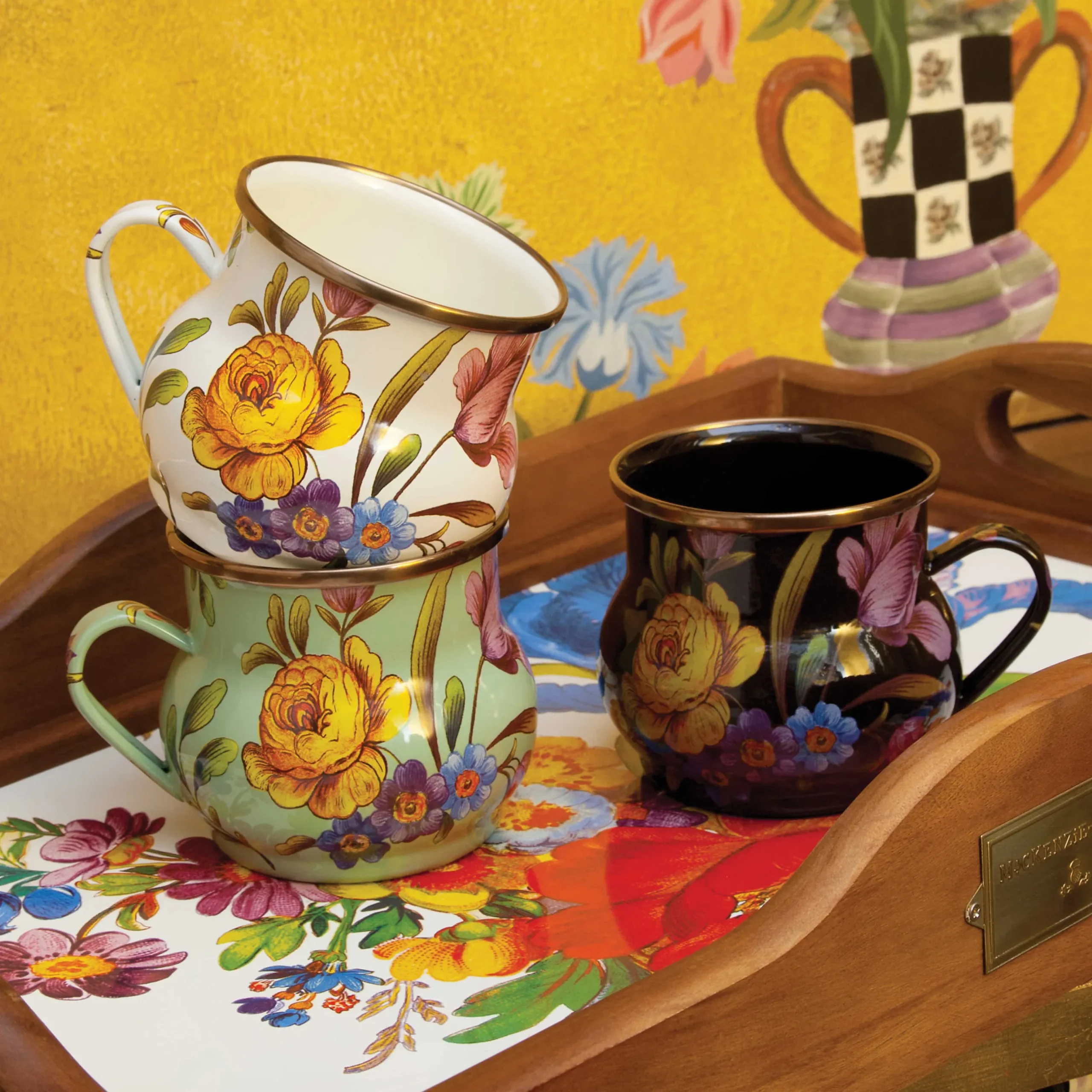 The Coffee Shop|Drinkware|MacKenzie-Childs White Flower Market Mug