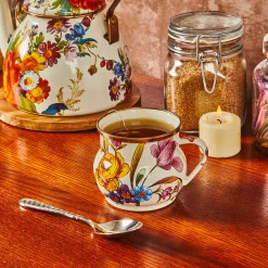 The Coffee Shop|Drinkware|MacKenzie-Childs White Flower Market Mug