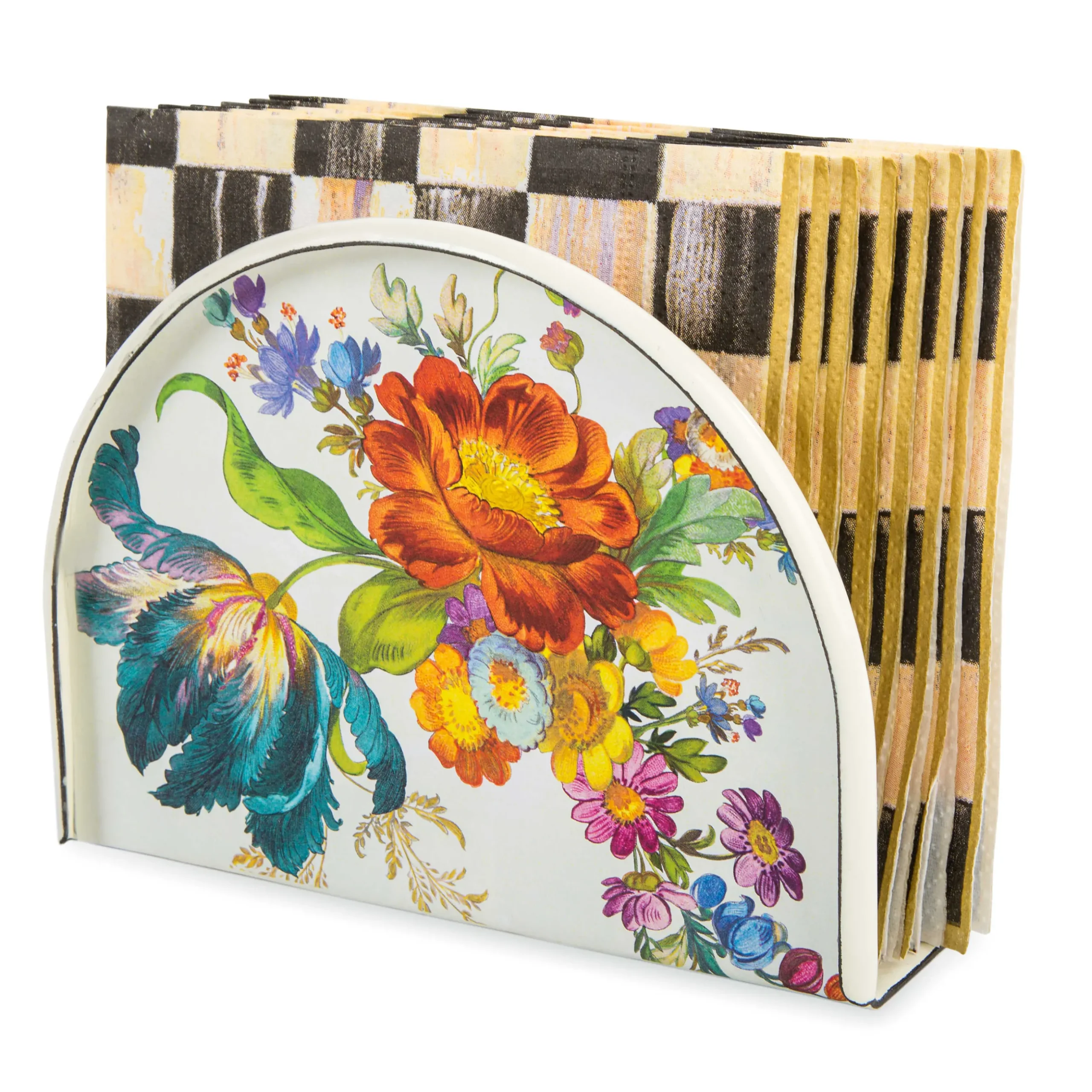 Serveware|MacKenzie-Childs White Flower Market Napkin Holder
