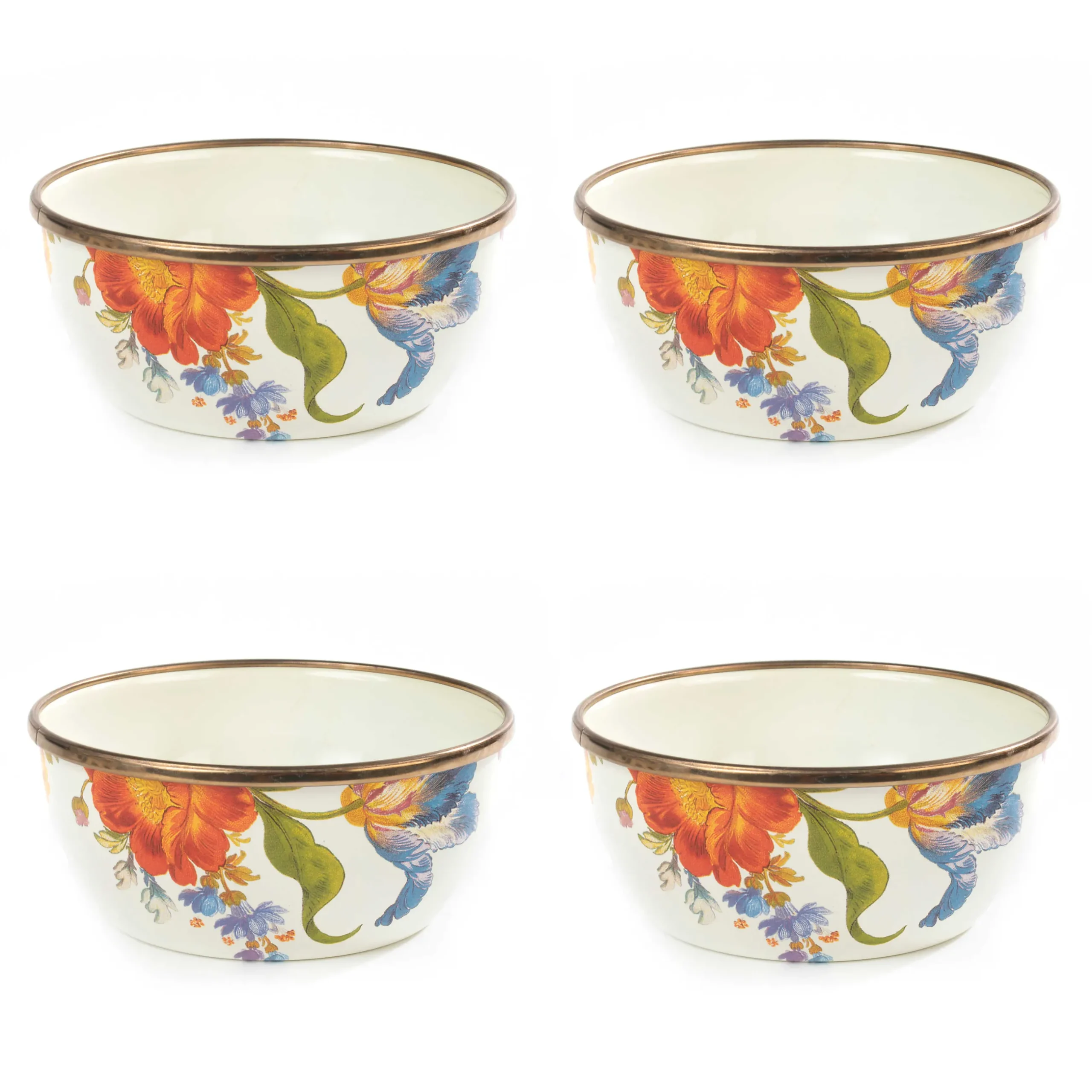 Kitchen & Dining Sets|Bar Entertaining|MacKenzie-Childs White Flower Market Pinch Bowls, Set of 4