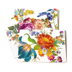 Table Accessories|Kitchen & Table Linens|MacKenzie-Childs White Flower Market Placemats, Set of 4