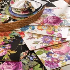 Table Accessories|Kitchen & Table Linens|MacKenzie-Childs White Flower Market Placemats, Set of 4