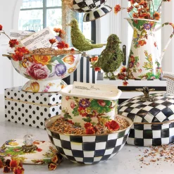 Kitchen Storage & Organization|MacKenzie-Childs White Flower Market Recipe Box