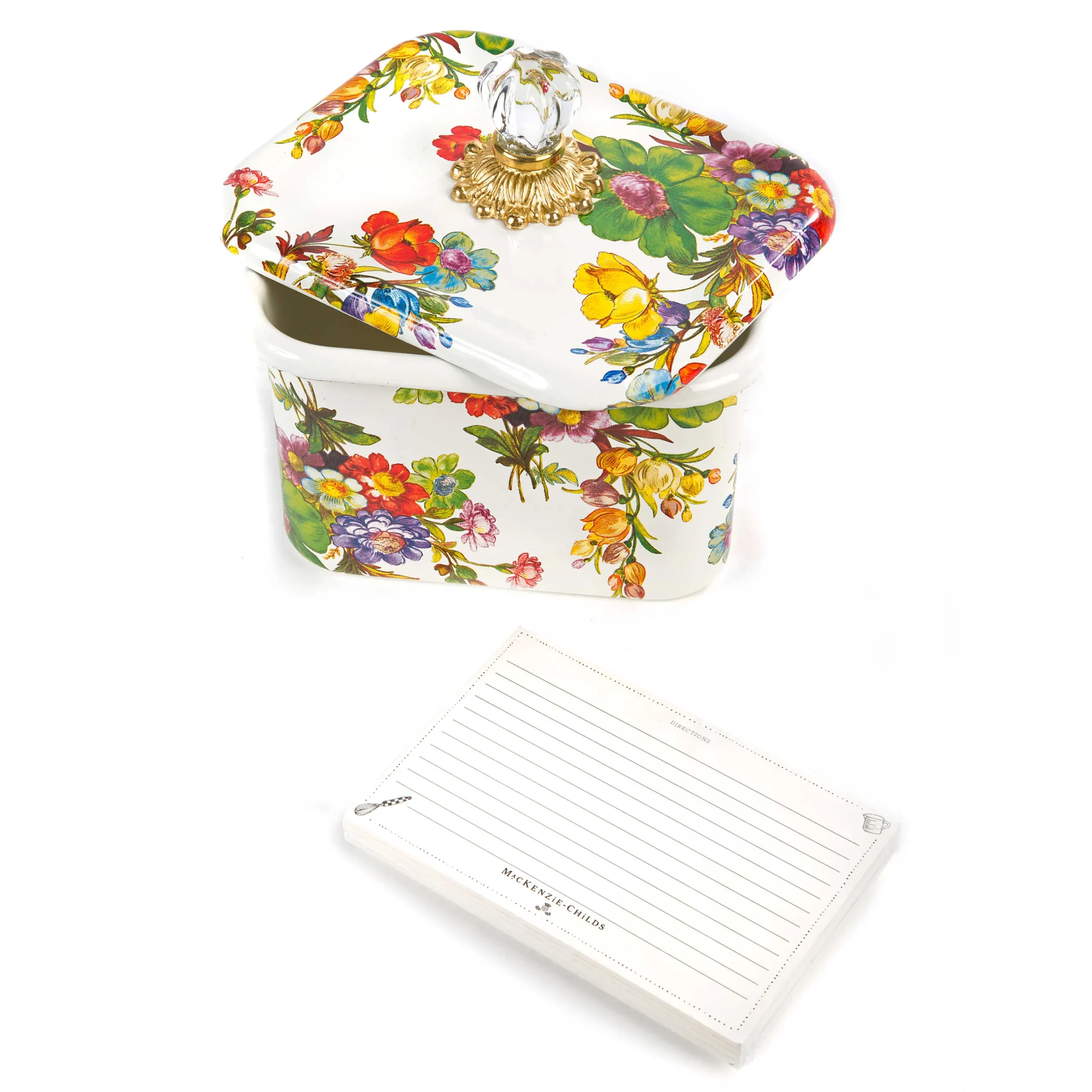 Kitchen Storage & Organization|MacKenzie-Childs White Flower Market Recipe Box