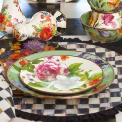 Dinnerware & Flatware|MacKenzie-Childs White Flower Market Salad/Dessert Plate