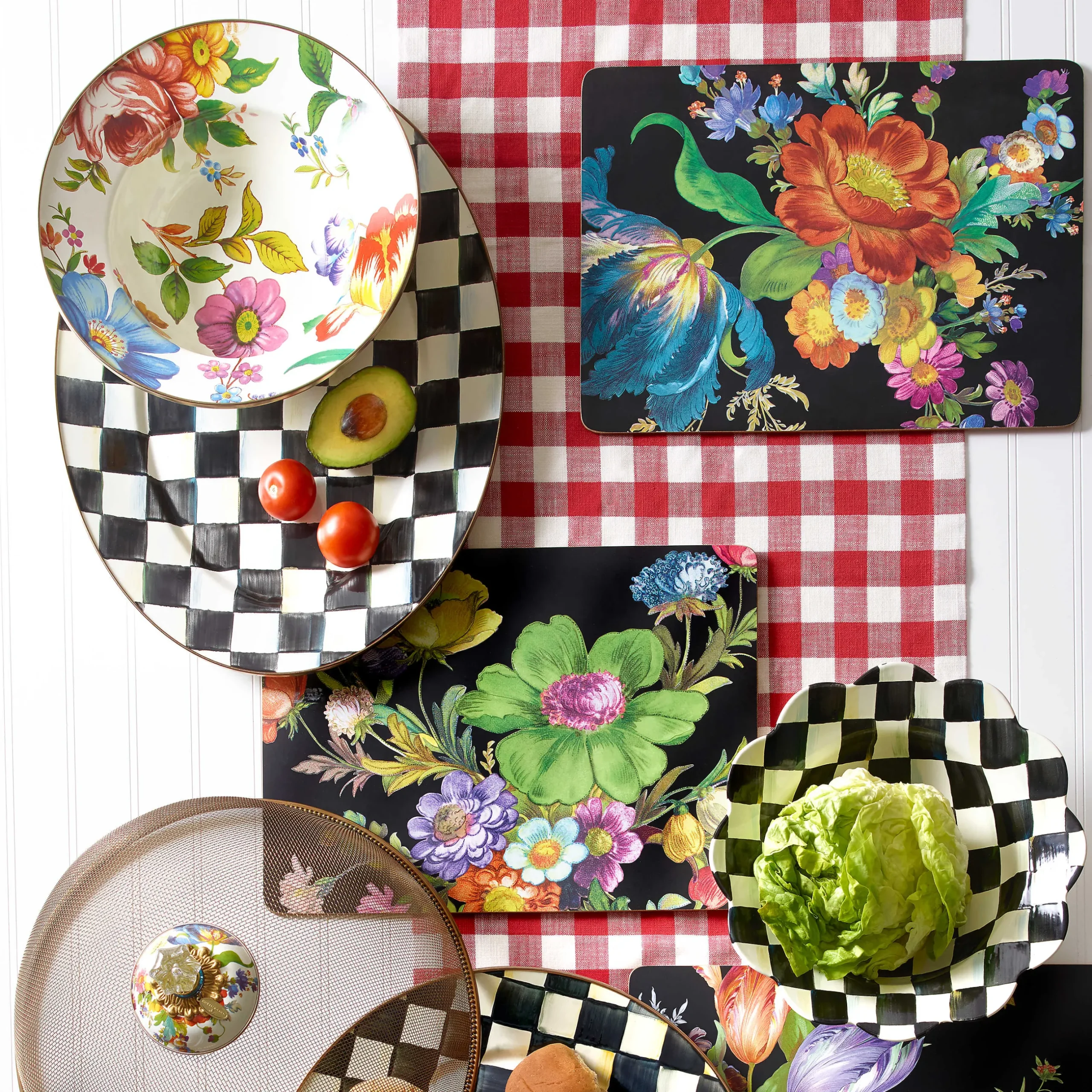 Serveware|MacKenzie-Childs White Flower Market Serving Bowl