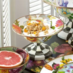 Serveware|MacKenzie-Childs White Flower Market Small Compote