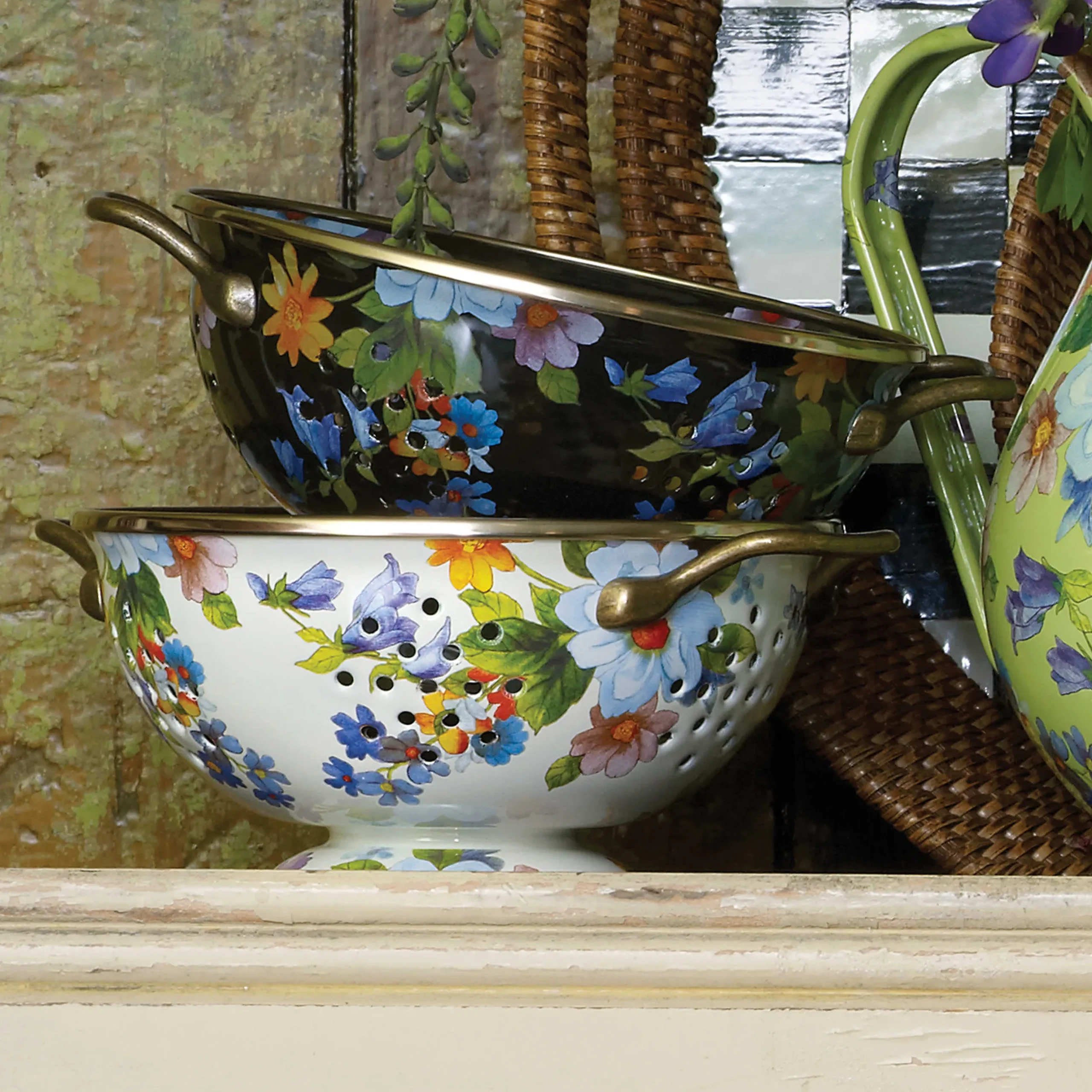 Kitchen Utensils & Tools|MacKenzie-Childs White Flower Market Small Colander