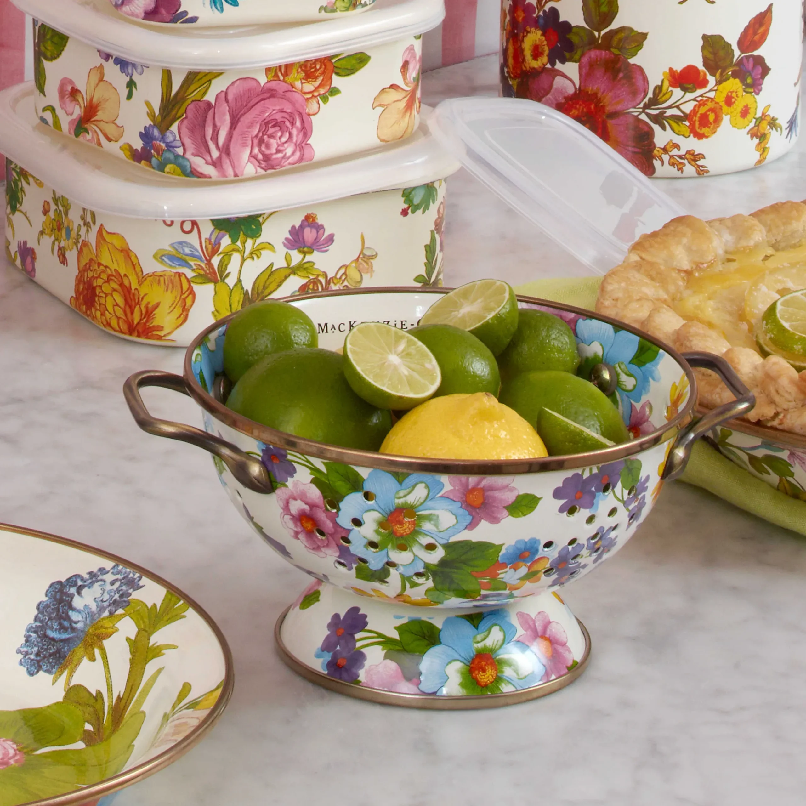 Kitchen Utensils & Tools|MacKenzie-Childs White Flower Market Small Colander