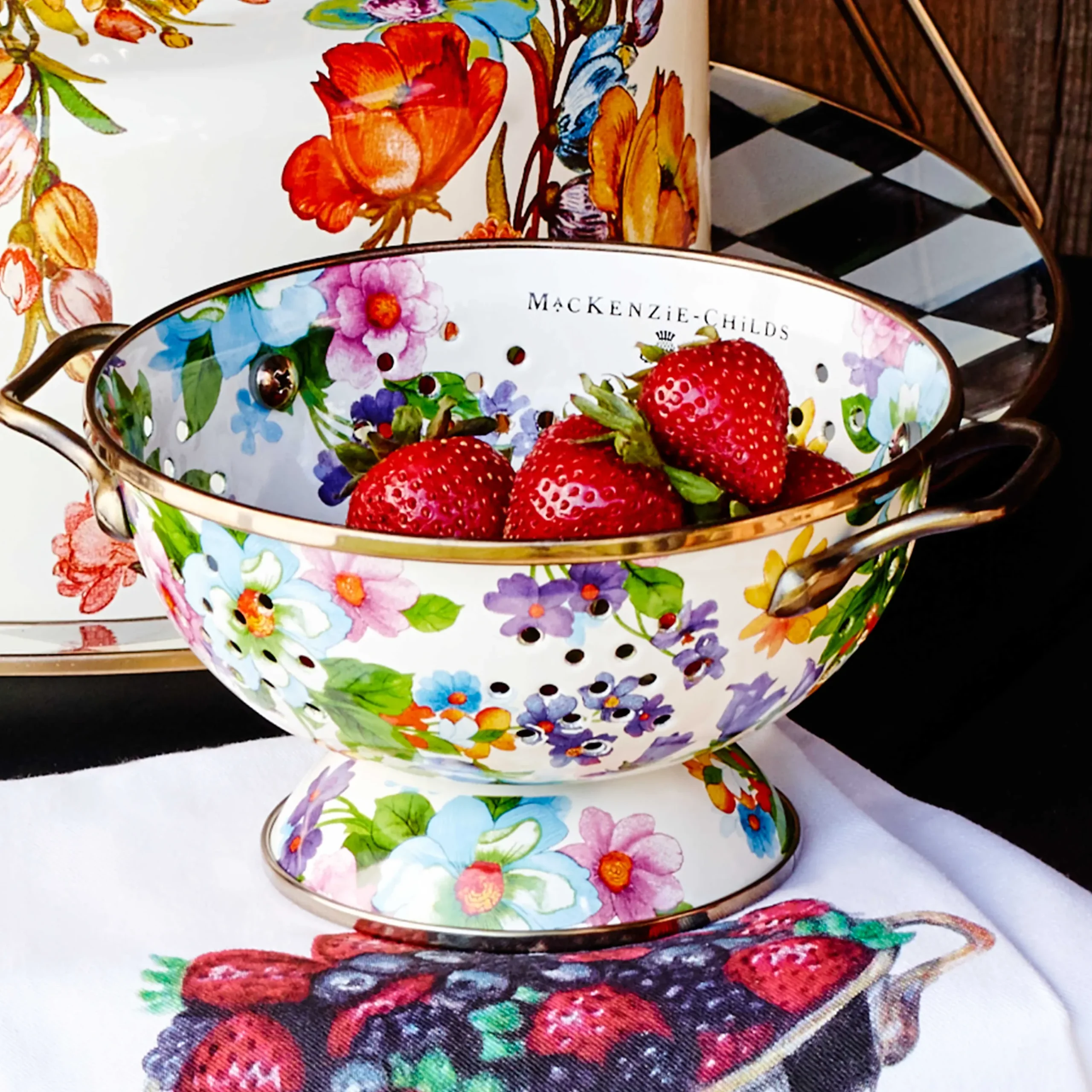 Kitchen Utensils & Tools|MacKenzie-Childs White Flower Market Small Colander