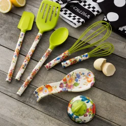 Kitchen Utensils & Tools|MacKenzie-Childs White Flower Market Spoon Rest