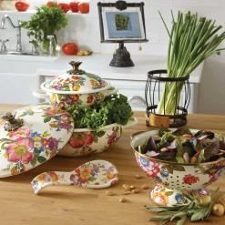 Kitchen Utensils & Tools|MacKenzie-Childs White Flower Market Spoon Rest