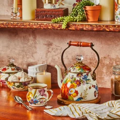 Bath & Bath Accessories|Room Accents|MacKenzie-Childs White Flower Market Squashed Pot