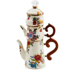 The Coffee Shop|Serveware|MacKenzie-Childs White Flower Market Stackable Coffee Set