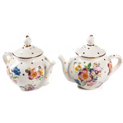 Table Accessories|Serveware|MacKenzie-Childs White Flower Market Teapot Salt  Pepper Set