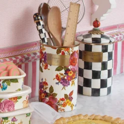 Kitchen Storage & Organization|MacKenzie-Childs White Flower Market Utensil Holder