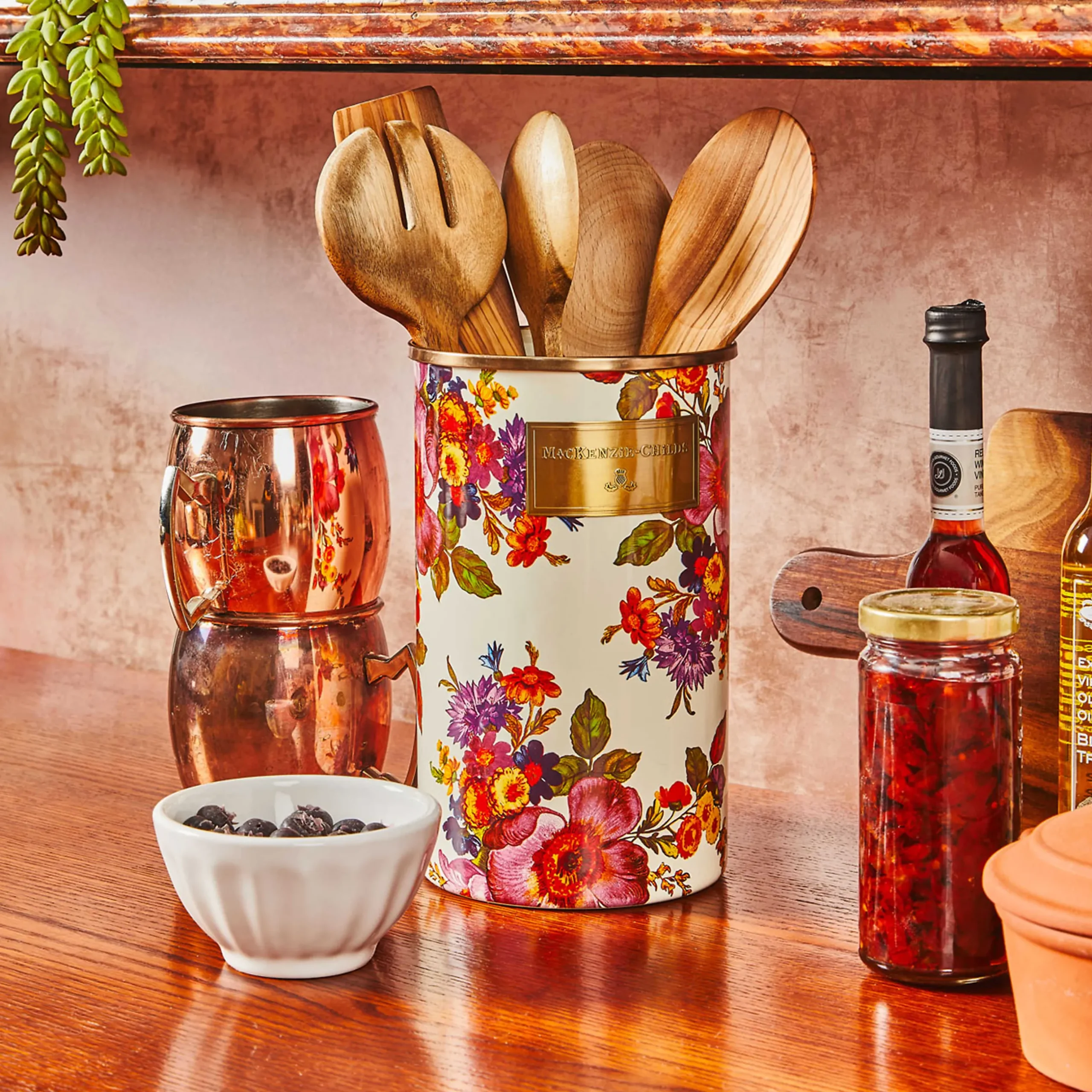 Kitchen Storage & Organization|MacKenzie-Childs White Flower Market Utensil Holder